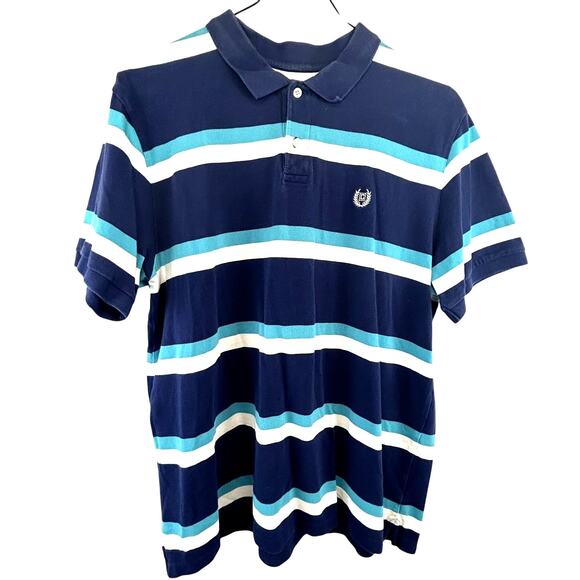 CHAPS XL men's POLO shirt Blue stripe Made in India Short sleeve 100% cotton - Picture 1 of 8